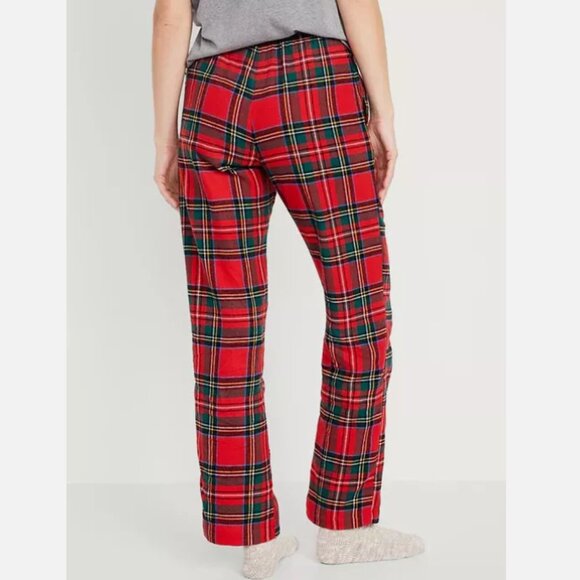 NWT Old Navy Mid-Rise Flannel Pajama Sleep Pants Red Green Tartan Women XL - Picture 2 of 4
